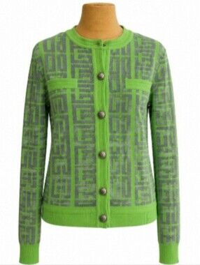 🍁 Akira ShopAkira Green Gray Geometric Knit Cardigan Size M